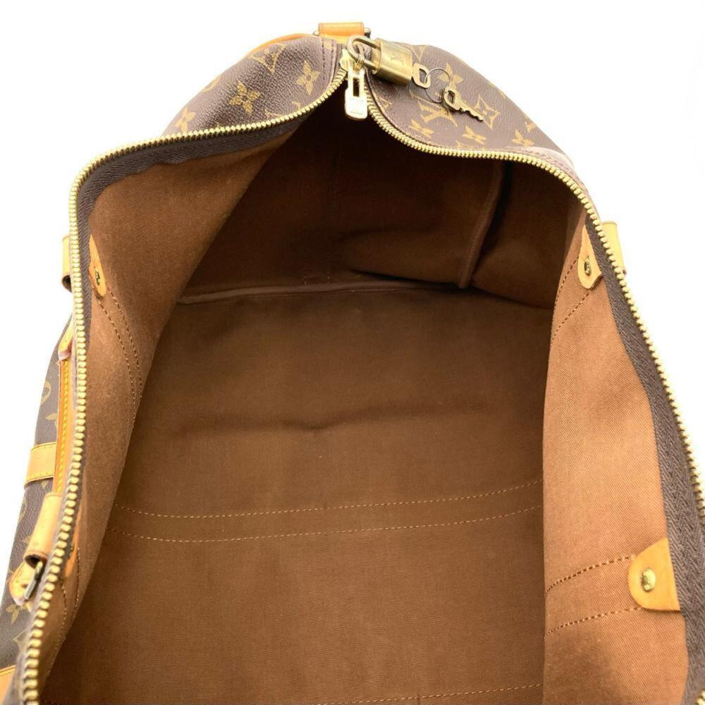 LOUIS VUITTON Brown Monogram Leather Keepall 55 Boston Bag - Picture 7 of 9